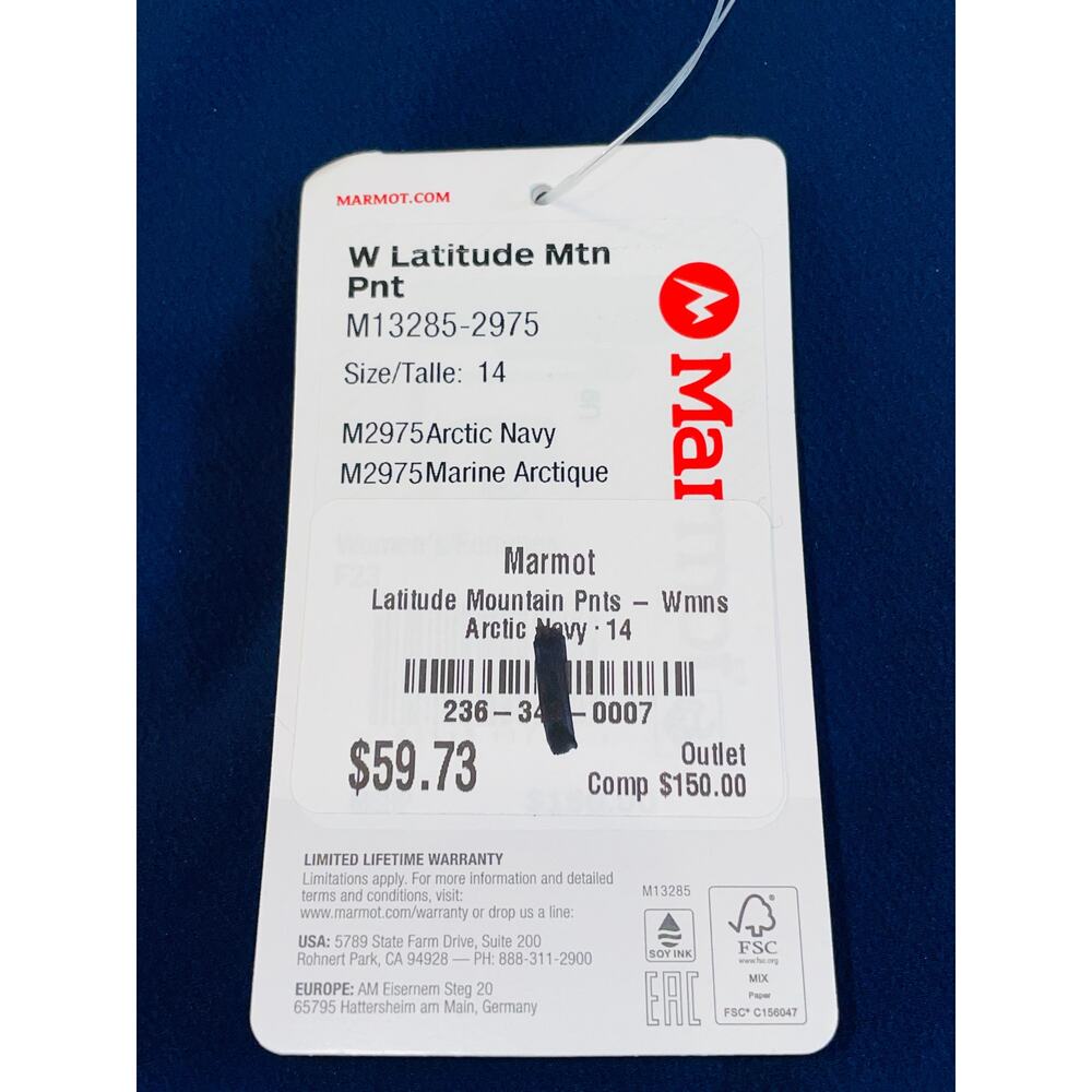 NWT Marmot Latitude‎ Mountain Pant - Women's Size 14 - In Arctic Navy - Picture 8 of 14